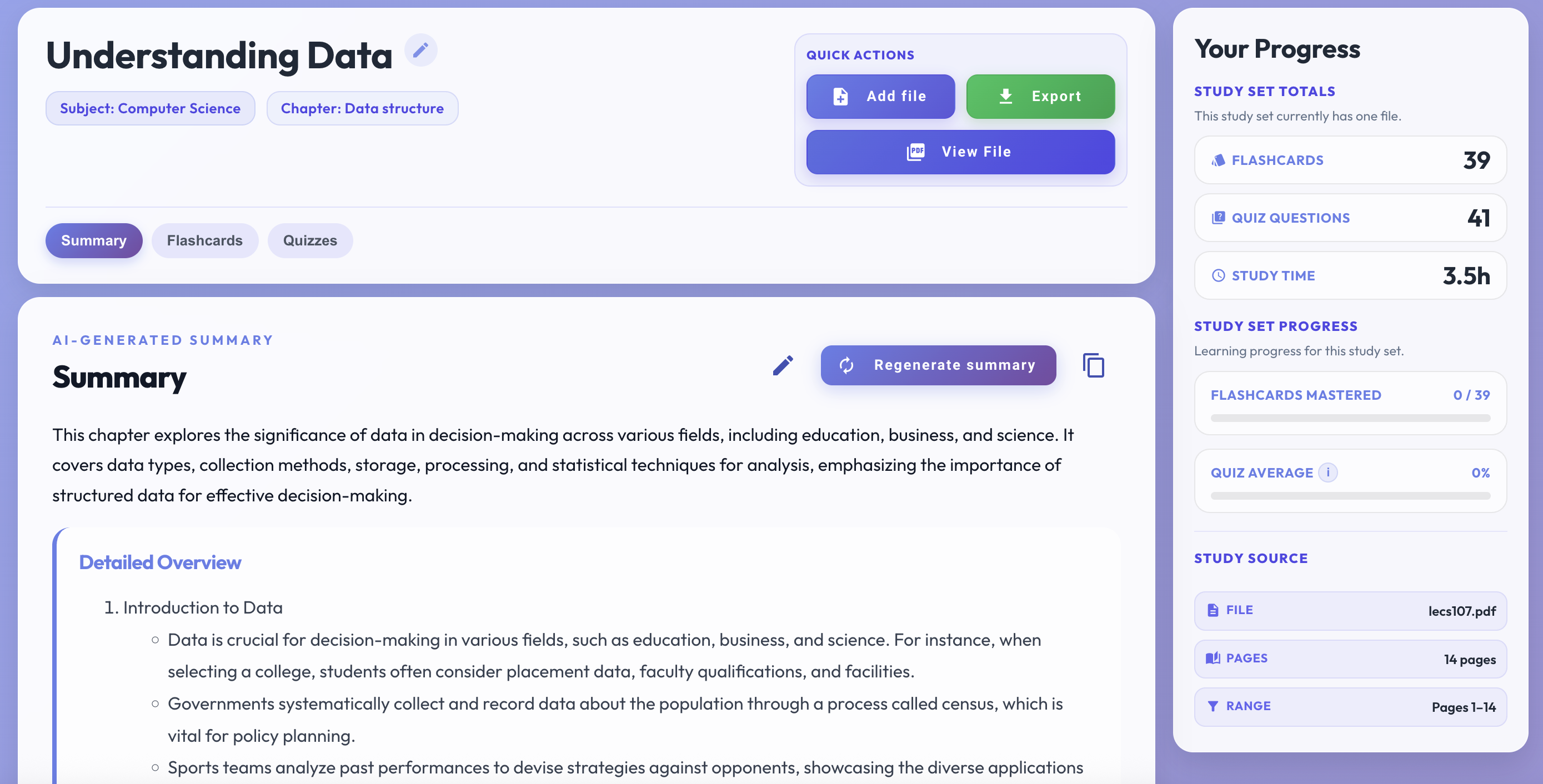 AI Summary screenshot